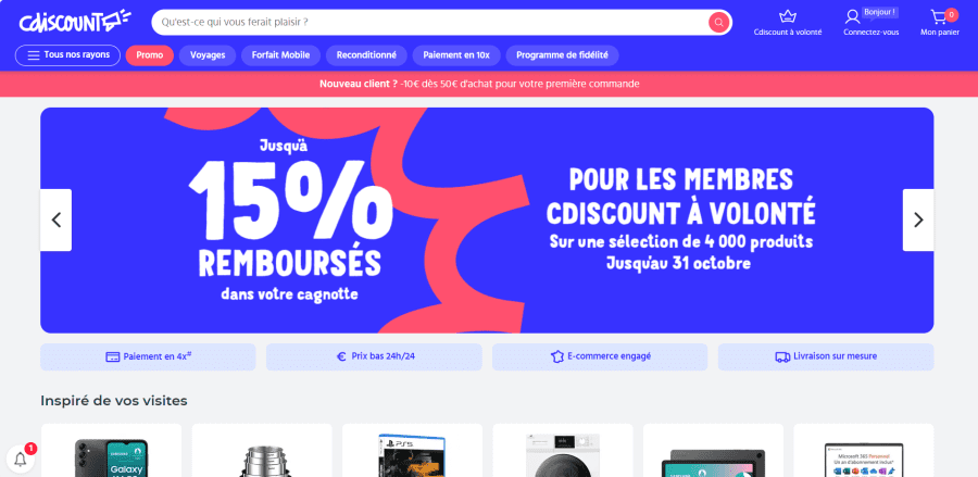 The CDiscount homepage