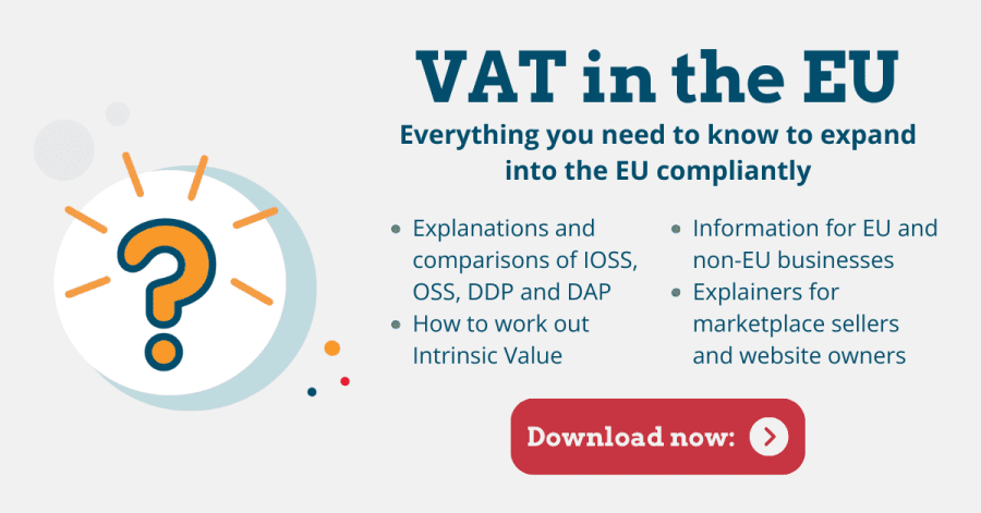 This image promotes SimplyVAT's EU VAT guide, which the user can download by clicking on the image.